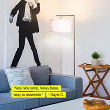 Load image into Gallery viewer, Brightech Montage Modern - Floor Lamp for Living Room Lighting - Bedroom &amp; Nursery Standing Accent Lamp - Mid Century, 5' Tall Pole Light Overhangs Reading - with LED Bulb - Satin Nickel
