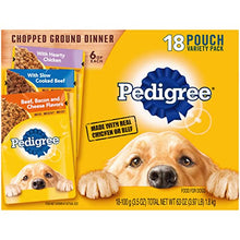 Load image into Gallery viewer, PEDIGREE CHOPPED GROUND DINNER Adult Soft Wet Dog Food 18-Count Variety Pack, 3.5 oz Pouches
