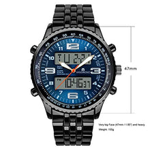 Load image into Gallery viewer, VIGOROSO Men's LED Analog Digital Date Week Sports Outdoor Steel Blue Dial Watch
