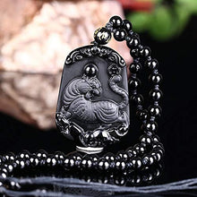 Load image into Gallery viewer, Pure Natural Zodiac Necklace Pendant Made of Obsidian Gemstone Horoscope Animal Sign Amulet (Tiger，Enthusiastic)
