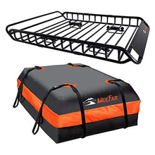 Load image into Gallery viewer, MeeFar Roof Rack Carrier Basket Universal Rooftop Cargo Carrier Basket 51" X 36" X 5" + Waterproof Cargo Bag 15 Cubic Feet (44" 34" 17"), and Cargo Net with Attachment Hooks, Ratchet Straps
