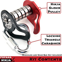 Load image into Gallery viewer, Fofana Ninja Slider Slackline Pulley - Zip Along Your Ninja Course with The Most Fun New Accessory for Your Ninja Warrior Obstacle Course for Kids - Patents Pending
