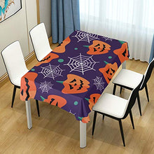 Load image into Gallery viewer, ALAZA Halloween Seamless Pattern with Flat Icons Purple Background Tablecolth Table Cover for Party Dining Room Kitchen Decor,54 X 54,Stain and Wrinkle Resistant Washable Rectangle Table Cloth
