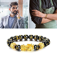 Load image into Gallery viewer, CASSIECA 8Pcs Feng Shui Good Luck Bracelets for Men Women Feng Shui Black Obsidian Wealth Bracelet Adjustable Elastic Attract Wealth Money Pi Xiu Bracelet with Gift Bag
