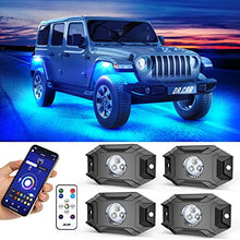 Load image into Gallery viewer, DR.CAR RGB LED Rock Lights, 4 Pods Multicolor Neon LED Light Kit with APP &amp; Remote Control, 65 Scene Options, Music Sync, Timing, Exterior Car Lights Fit for Truk/ATV/UTV/Off-Road Vehicle, IP68
