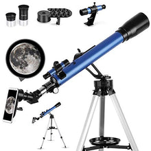 Load image into Gallery viewer, TELMU Telescope, 60mm Aperture Astronomical Refractor Telescope for Kid and Beginner Adults- Portable Travel Telescope with Tripod, Phone Adapter and Finders Scope
