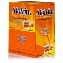 Load image into Gallery viewer, Motrin IB, Ibuprofen 200mg Tablets for Fever, Aches &amp; Pain Relief, 50 Travel Packs of 2, 100 ct

