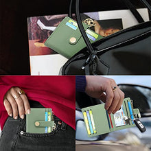 Load image into Gallery viewer, POIUGOYA Slim Wallet for Women, Leather Bifold RFID Blocking Credit Card Holder with Keychain, Zipper Coin Pocket &amp; ID Window
