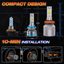 Load image into Gallery viewer, Fahren H11/H9/H8 LED Headlight Bulbs, 120W 20000 Lumens Bright LED Headlights, 6500K Cool White LED Headlight Conversion Kit IP68 Waterproof, Quick Installation, Pack of 2
