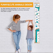 Load image into Gallery viewer, Outivity Growth Chart for Kids, Height Chart for Kids/Boys/Girls/Baby, Canvas &amp; Wooden, Removable Growth Height Chart, Wall Room Decor - Dinosaur
