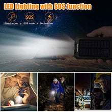 Load image into Gallery viewer, Solar Charger, Durecopow 20000mAh Portable Outdoor Waterproof Solar Power Bank, Camping External Backup Battery Pack Dual 5V USB Ports Output, 2 Led Light Flashlight with Compass (Orange)
