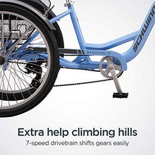 Load image into Gallery viewer, Schwinn Meridian Adult Trike, Three Wheel Cruiser Bike, 7-Speed, 26-Inch Wheels, Cargo Basket, Periwinkle
