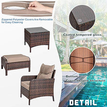 Load image into Gallery viewer, Shintenchi Outdoor Furniture 5 Pieces Set,All Weather PE Wicker Rattan Patio Conversation Set with Cushioned Patio Chairs, Ottoman Set,Glass Side Table for Lawn Pool Balcony
