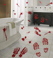 Load image into Gallery viewer, jollylife 126PCS Bloody Footprints Floor Clings - Halloween Handprint Zombie Restroom Sign Decals Vampire Party Decorations Stickers Wall Supplies（14 Sheets）
