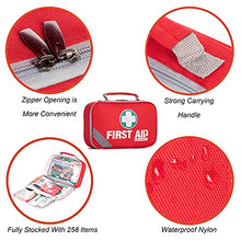 Load image into Gallery viewer, 2-in-1 First Aid Kit (215 Piece) + Bonus 43 Piece Mini First Aid Kit -Includes Eyewash, Ice(Cold) Pack, Moleskin Pad and Emergency Blanket for Travel, Home, Office, Car, Workplace
