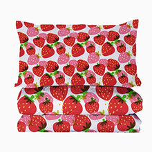 Load image into Gallery viewer, BlessLiving Strawberry Comforter Set Full/Queen, 3pcs All Season Quilted Comforter, Red Pink Fruits Print Bedspread for Kids Girls Lightweight Soft and Breathable

