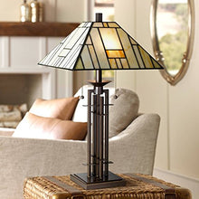 Load image into Gallery viewer, Tiffany Style Table Lamp Art Deco Wrought Iron Bronze Stained Glass for Living Room Family Bedroom Bedside - Franklin Iron Works
