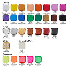 Load image into Gallery viewer, Arteza 3D Fabric Paint, Set of 30, Metallic &amp; Glitter Colors, 1oz Tubes, Glow-in-The-Dark &amp; Vibrant Shades, Textile Paint for Clothing, Accessories, Ceramic &amp; Glass
