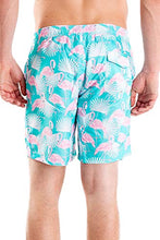 Load image into Gallery viewer, Tipsy Elves Pink Flamingo Standard Fit 7 Inch Inseam Swim Trunks for Men Size Large
