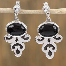 Load image into Gallery viewer, NOVICA Obsidian .925 Sterling Silver Dangle Earrings, Sophisticated Mystique'
