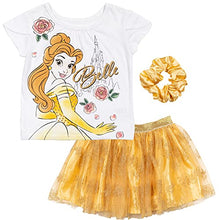 Load image into Gallery viewer, Disney Princess Belle Toddler Girls T-Shirt Tutu Skirt Scrunchy Set Yellow/White 4T
