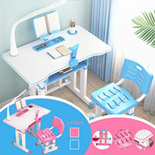 Load image into Gallery viewer, Kids Desk and Chair Set, Height Adjustable Kids Table and Chair Set, Home School Use Anti-Reflective Children Study Table with LED Light/Reading Board/Pull-Out Drawer (70 x 50cm, Not tiltable Pink)
