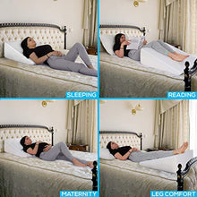 Load image into Gallery viewer, HEALTHEX Bed Wedge Pillow Cooling Memory Foam Top – Elevated Support Cushion for Lower Back Pain, Acid Reflux, Heartburn, Allergies, Snoring – Ultra Soft Removable Cover – 10 inch Wedge

