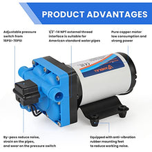 Load image into Gallery viewer, ANBULL 12V Self Priming Pump, 5.5GPM/70PSI Water Pressure Diaphragm Pump with 3/4" Garden Hose Adapters, Marine Fresh Water Transfer Pump with Pressure Switch for RV Camper Yacht Lawn
