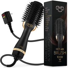 Load image into Gallery viewer, Professional Blowout Hair Dryer Brush, Black Gold Dryer and Volumizer, Hot Air Brush for Women, 75MM Oval Shape
