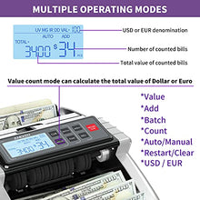 Load image into Gallery viewer, Aneken Money Counter Machine with Value Count, Dollar, Euro UV/MG/IR/DD/DBL/HLF/CHN Counterfeit Detection Bill Counter, ValuCount, Add and Batch Modes, Cash Counter with LCD Display, 2-Year Warranty
