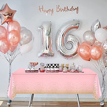Load image into Gallery viewer, FYY Disposable Plastic Tablecloths,[4 Pack ] Plastic Tablecloths for Indoor or Outdoor Tables Parties Christmas Picnic Birthdays and Weddings 54" X 108"-Pink
