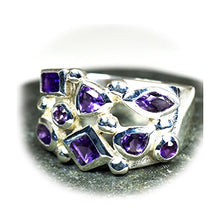 Load image into Gallery viewer, gemsonclick Natural Amethyst Ring Bold for Men Sterling Silver Ring in Size 4,5,6,7,8,9,10,11,12
