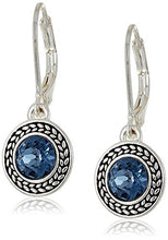 Load image into Gallery viewer, Napier Women's Color Declaration, Silver Tone Blue Crystal Glass Leverback Drop Earrings
