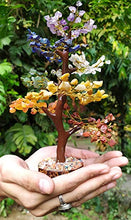 Load image into Gallery viewer, Crocon Seven Chakra Natural Healing Gemstone Crystal Bonsai Fortune Money Tree for Good Luck, Wealth &amp; Prosperity-Home Office Decor Spiritual Gift (with Golden Wire and 300 Beads) Size 10-12 Inches
