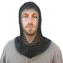 Load image into Gallery viewer, Medieval V Face Mild Steel Chainmail Coif Armor
