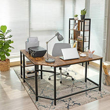 Load image into Gallery viewer, VASAGLE L-Shaped Computer Desk, Corner Desk, Office Study Workstation with Shelves for Home Office, Space-Saving, Easy to Assemble, Industrial, Rustic Brown and Black ULWD72X

