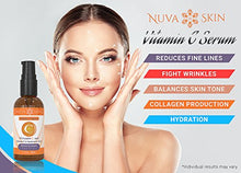 Load image into Gallery viewer, Nuva Skin Vitamin C Serum for Face and Eyes w/Hyaluronic Acid &amp; Liquid Vitamin E - Natural Anti Aging, Anti Wrinkle Facial Treatment – Antioxidant Moisturizer for Acne, Scars &amp; Even Skin Tone
