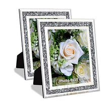 Load image into Gallery viewer, Crushed Diamond Wedding Mirror Photo Frame, Crystal Silver Glass Picture Frame For Photograph Size 8x10 inch, Pack of 2 Pieces, table top Stand frame &amp; Wall Frame. Bling Sparkle Crushed Diamond Home Decor.
