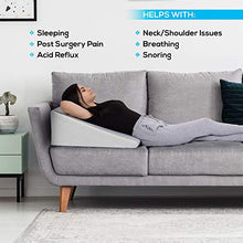 Load image into Gallery viewer, HEALTHEX Bed Wedge Pillow Cooling Memory Foam Top – Elevated Support Cushion for Lower Back Pain, Acid Reflux, Heartburn, Allergies, Snoring – Ultra Soft Removable Cover – 10 inch Wedge
