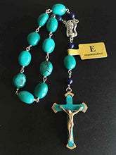 Load image into Gallery viewer, Travel Rosary Cross Turquoise Lapis Lazuli Beads Beads Catholic Necklace
