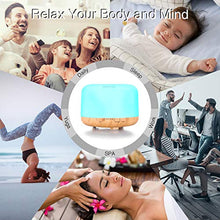 Load image into Gallery viewer, Essential Oil Diffuser, 500ml Diffusers for Essential oils with Remote Control, Ultrasonic Aromatherapy Diffuser Humidifier with Adjustable Mist Mode, 7 Color Changing LED Lights &amp; Waterless Auto-Off
