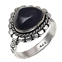 Load image into Gallery viewer, Nuummite Stone Gemstone Handmade Mother's Day 925 Sterling Silver Jewelry Rings 7"
