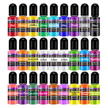 Load image into Gallery viewer, Epoxy Resin Pigment, M.A.K 27 Bottles Transparent Epoxy Resin Liquid Dye High Concentration Resin Colorant for Epoxy Resin Crafts Art Coloring, Painting, Jewelry DIY Making, Each 10ml
