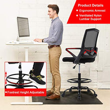 Load image into Gallery viewer, Drafting Chair Tall Office Chair Ergonomic Desk Chair Adjustable Height with Lumbar Support Arms Footrest Mid Back Drafting Stool Swivel Rolling Mesh Computer Chair for Women Adults(Black)

