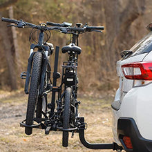 Load image into Gallery viewer, KAC Overdrive Sports K2 2” Hitch Mounted Rack 2-Bike Platform Style Carrier for Standard, Fat Tire, and Electric Bicycles – 60 lbs/Bike Heavy Weight Capacity – Smart Tilting – RV Use Prohibited
