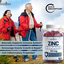 Load image into Gallery viewer, Zinc Gummies - 2 Pack - 50mg High Potency Immune Booster Zinc Supplement, Immune Defense, Powerful Natural Antioxidant, Non-GMO - by New Age, 120 Count
