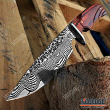 Load image into Gallery viewer, 10" Tactical Knife Survival Knife Hunting Knife FULL TANG Fixed Blade Knife Etched Damascus Razor Sharp Edge Camping Accessories Camping Gear Survival Kit Survival Gear Tactical Gear 51596 (Silver)
