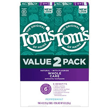 Load image into Gallery viewer, Tom's of Maine Whole Care Natural Toothpaste with Fluoride, Peppermint, 4 oz. 2-Pack (Packaging May Vary)
