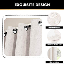 Load image into Gallery viewer, 100% Blackout Linen Look Patio Door Curtain 84 Inches Long Extra Wide Thermal Insulated Grommet Curtain Drapes for Living Room / Sliding Glass Door, Primitive Winow Treatment Decoration, Ivory
