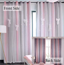 Load image into Gallery viewer, Yancorp Curtains for Girls Bedroom Kids Curtain Hollow-Out Star Window Nursery Curtain 63 inches Length Room Darkening Grommet 2 Layers (Pink Grey, W52 X L63)
